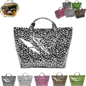 Enclosurea Women's Letters Print Tote Bag, Fashion Shopping Paper Bag Top Handle, Large Pvc Waterproof Canvas Bag Hobo