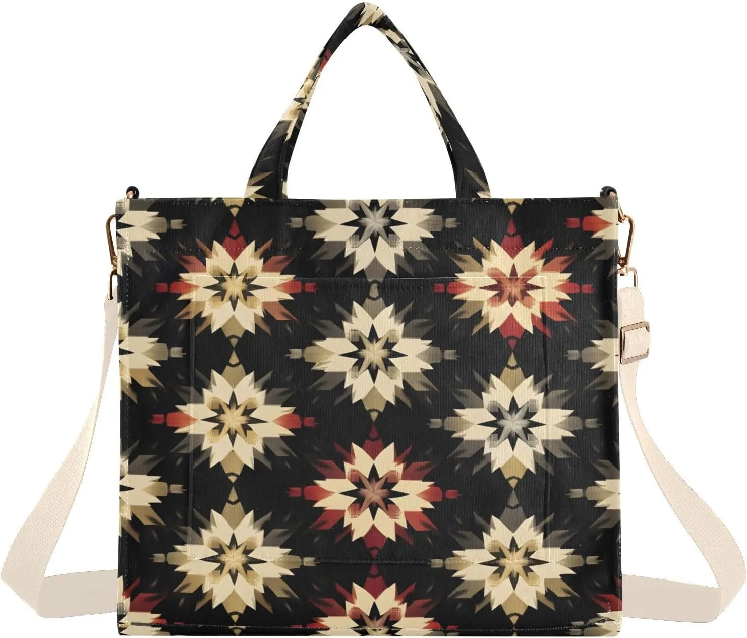Ethic Pattern Women's Tote Bag Corduroy Cloth Handbag Purse with Detachable Strap Small Size