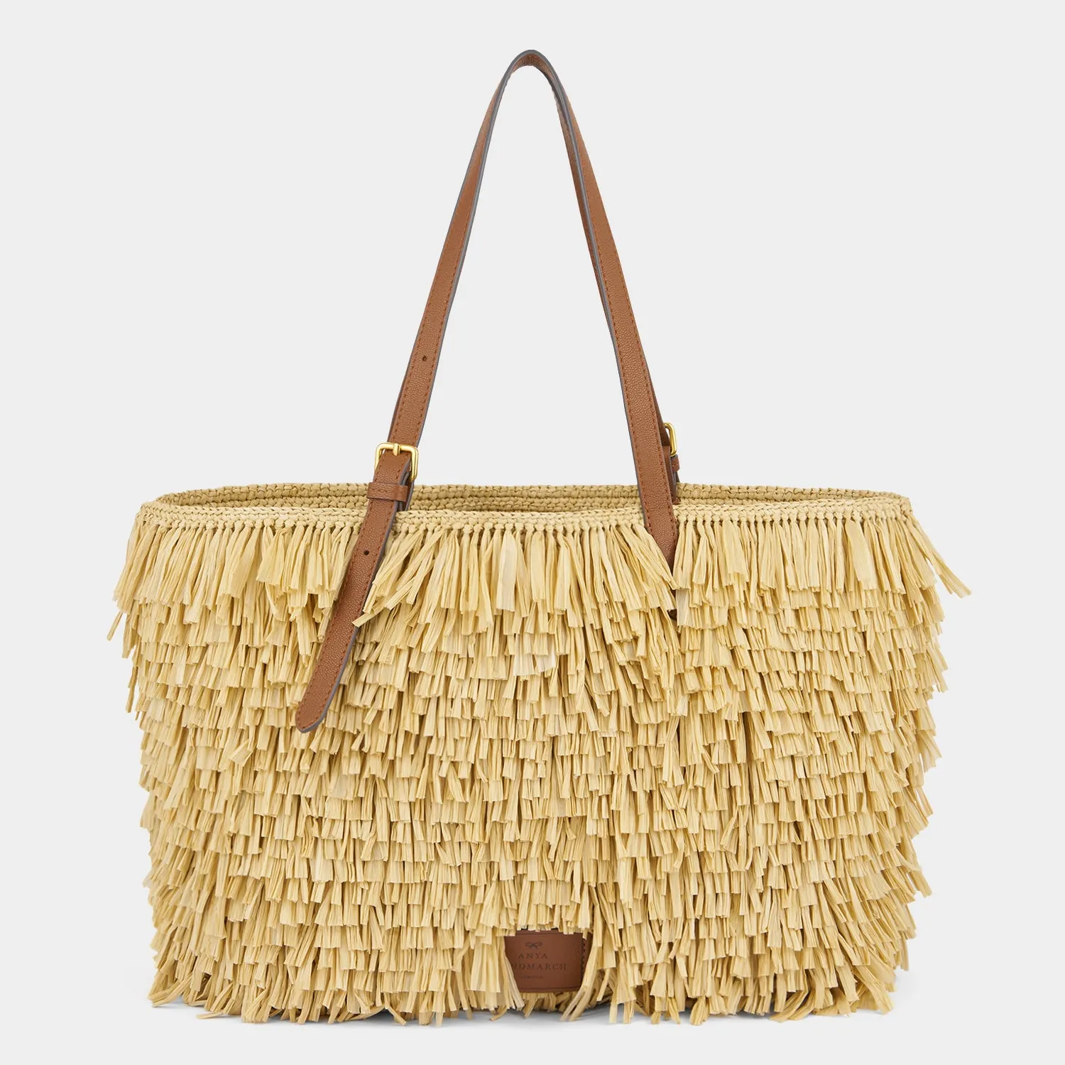 E/W Shag Raffia Eyes Tote