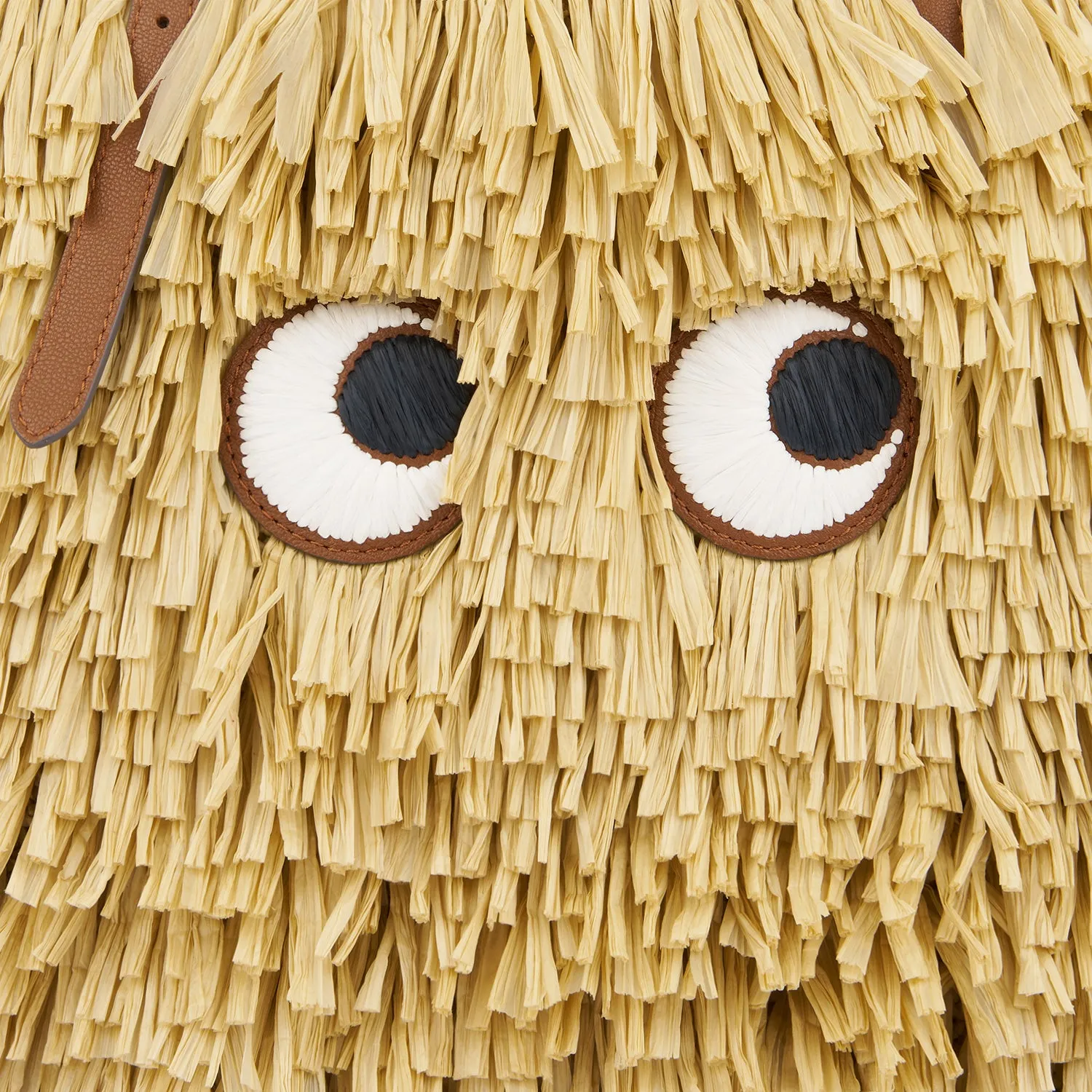 E/W Shag Raffia Eyes Tote