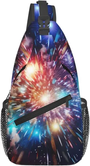 Explosion Firework 3d Print Cross Chest Bag Diagonally Crossbody Shoulder Casual Fashion Travel Bag,Hiking Daypack