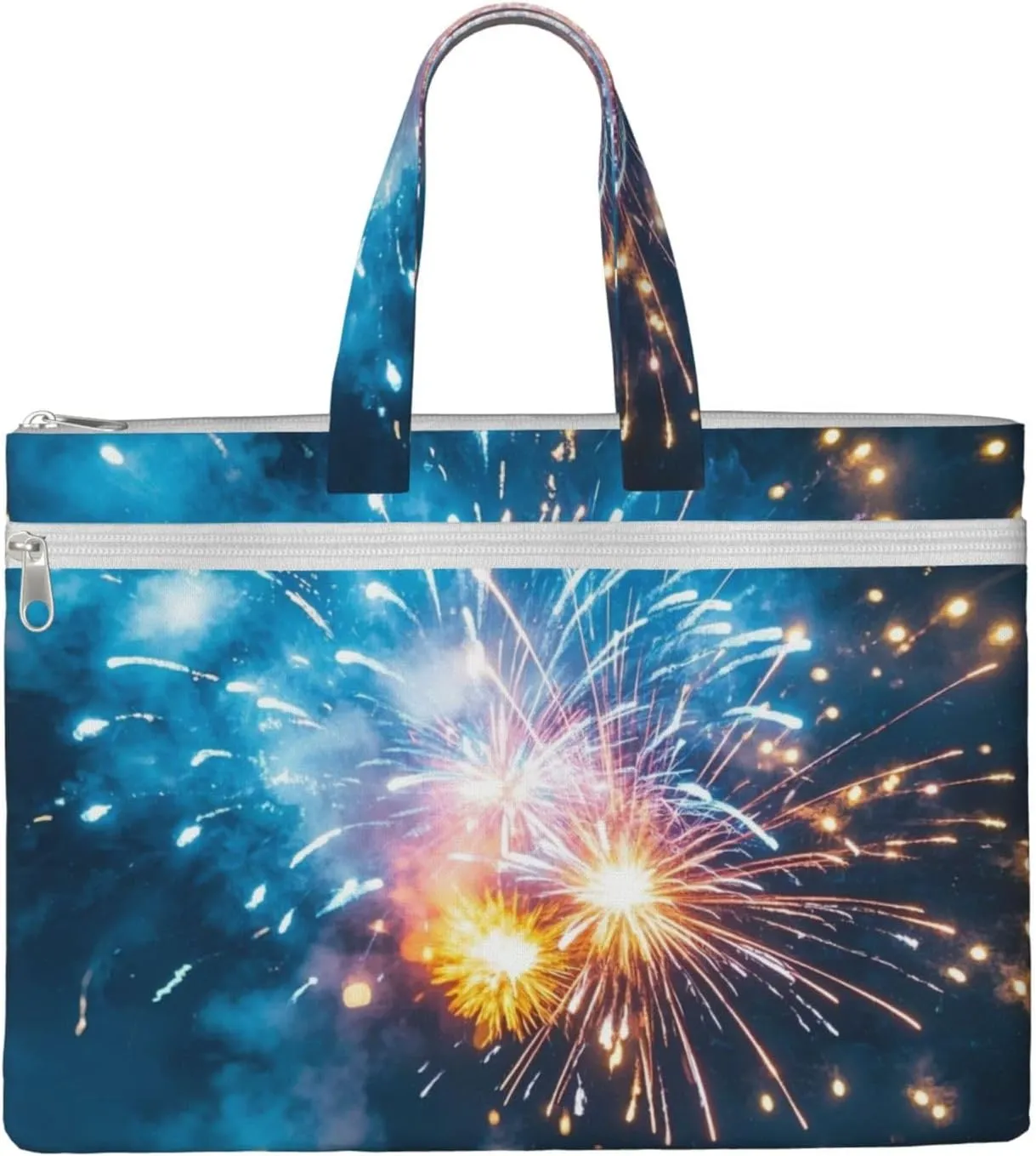 Explosion Firework Print Men's and Women's Canvas Portable File Bags,Laptop Briefcase,Business Travel Office Bags