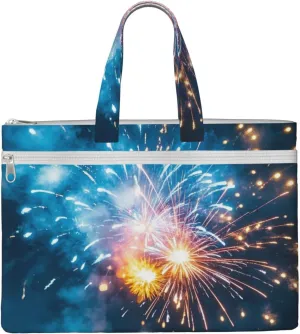 Explosion Firework Print Men's and Women's Canvas Portable File Bags,Laptop Briefcase,Business Travel Office Bags