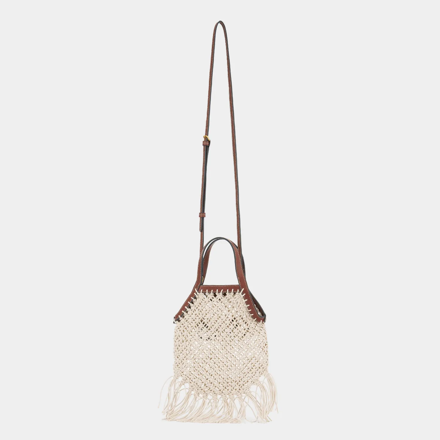 Eyes Mini Macramé Fringe Tote Cross-body