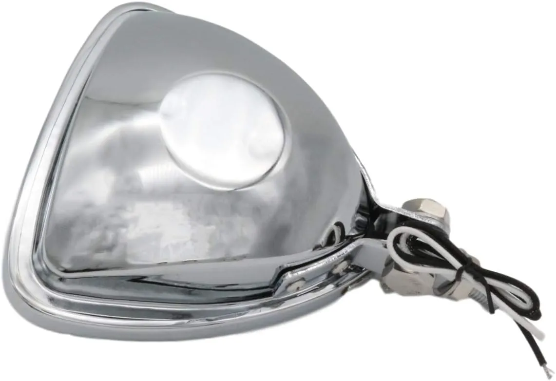 FATECIM Mini Thin Section Triangle Motorcycle Headlight Clear Lens Chrome Light for Harley Chopper Custom