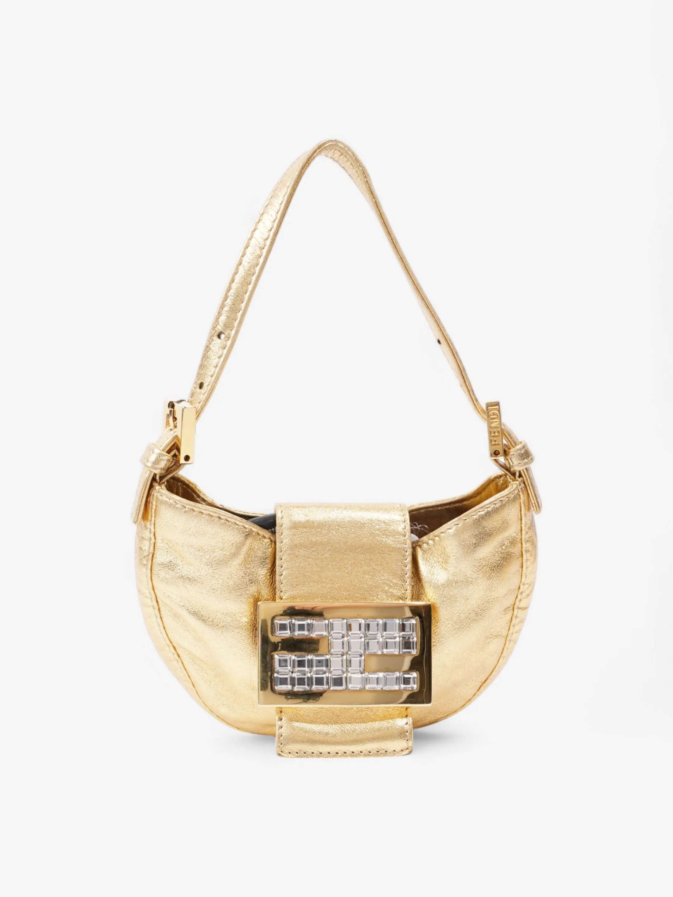 Fendi Croissant Gold / Crystal Leather Mini