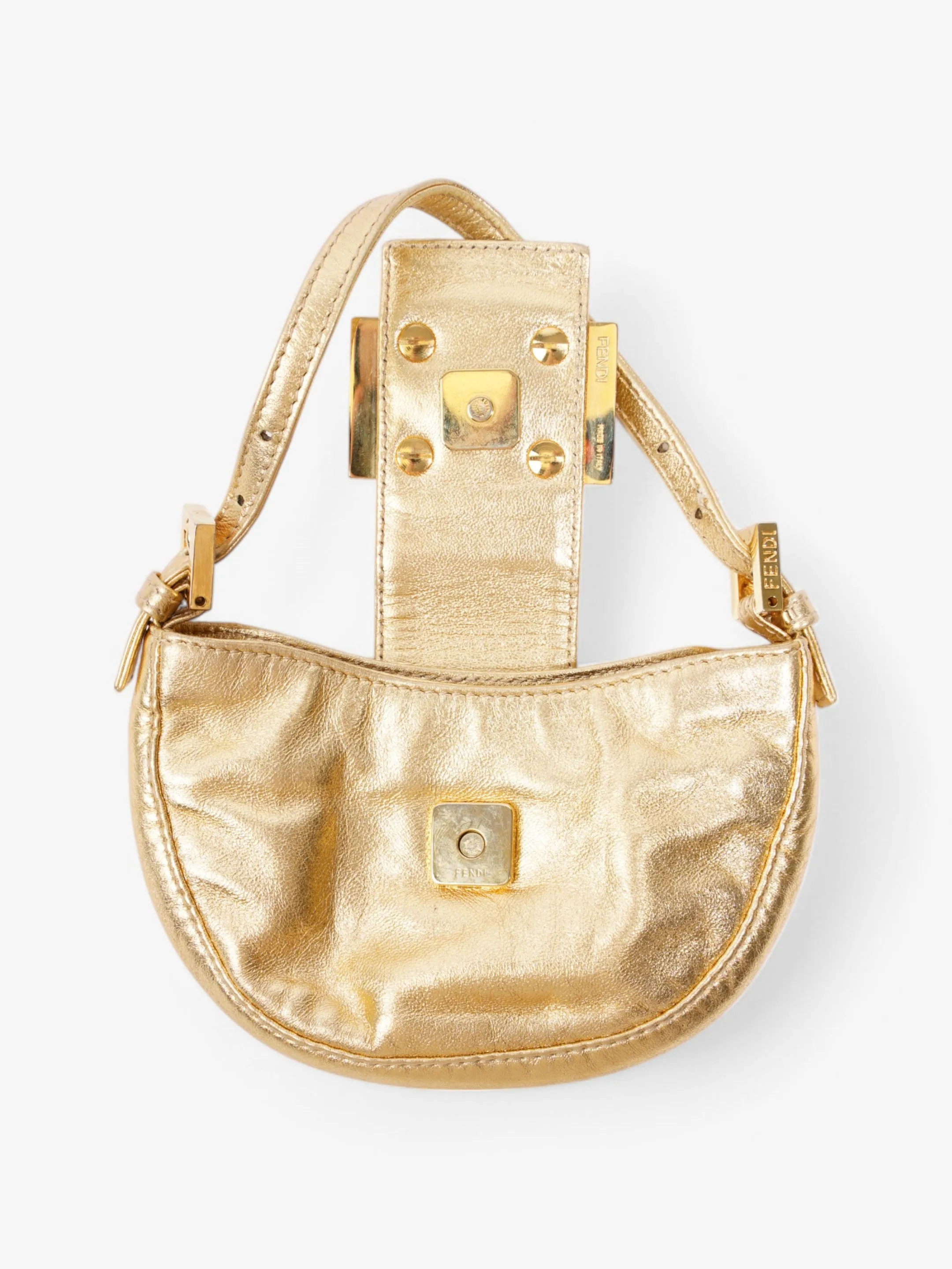 Fendi Croissant Gold / Crystal Leather Mini
