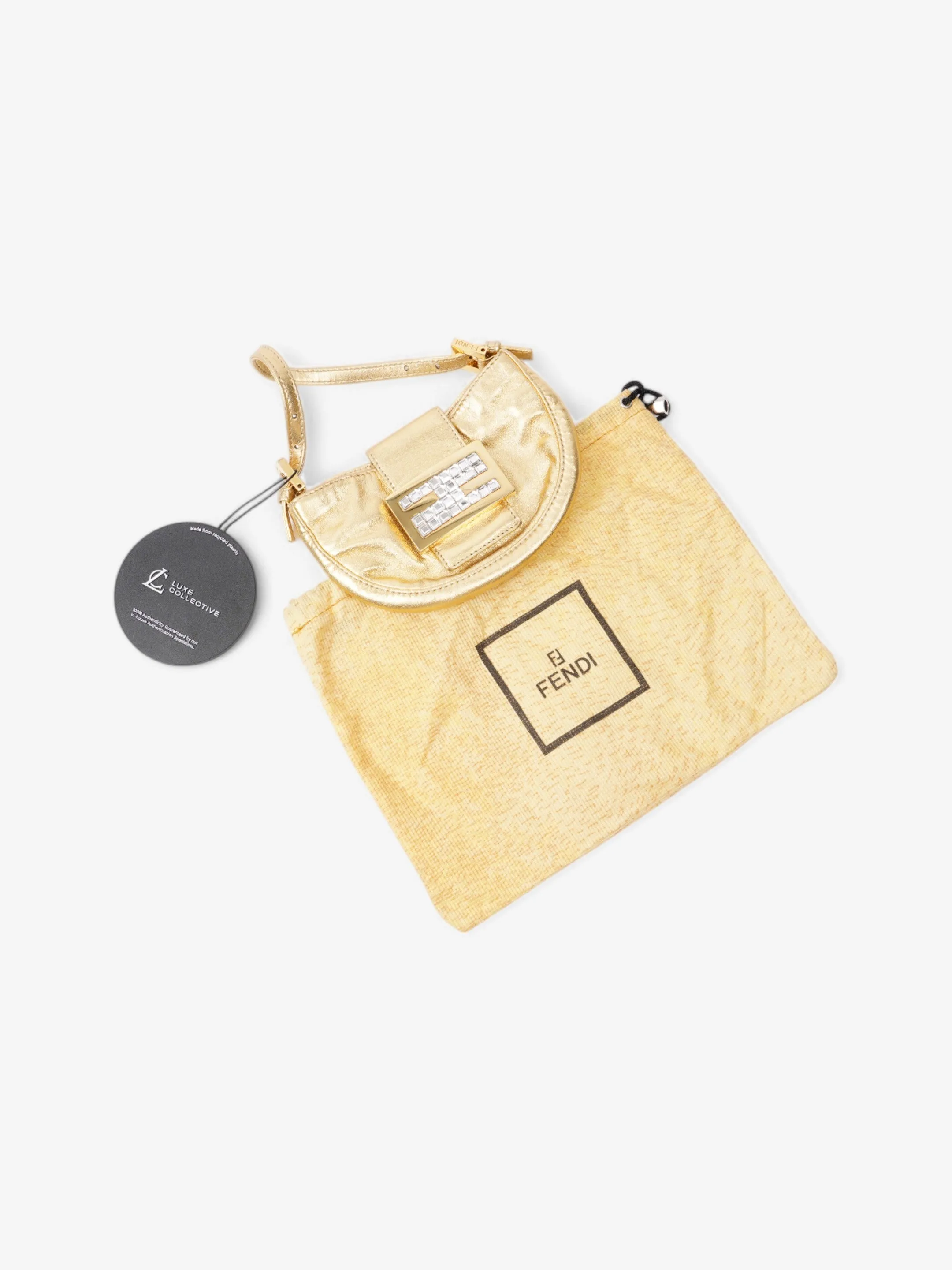Fendi Croissant Gold / Crystal Leather Mini