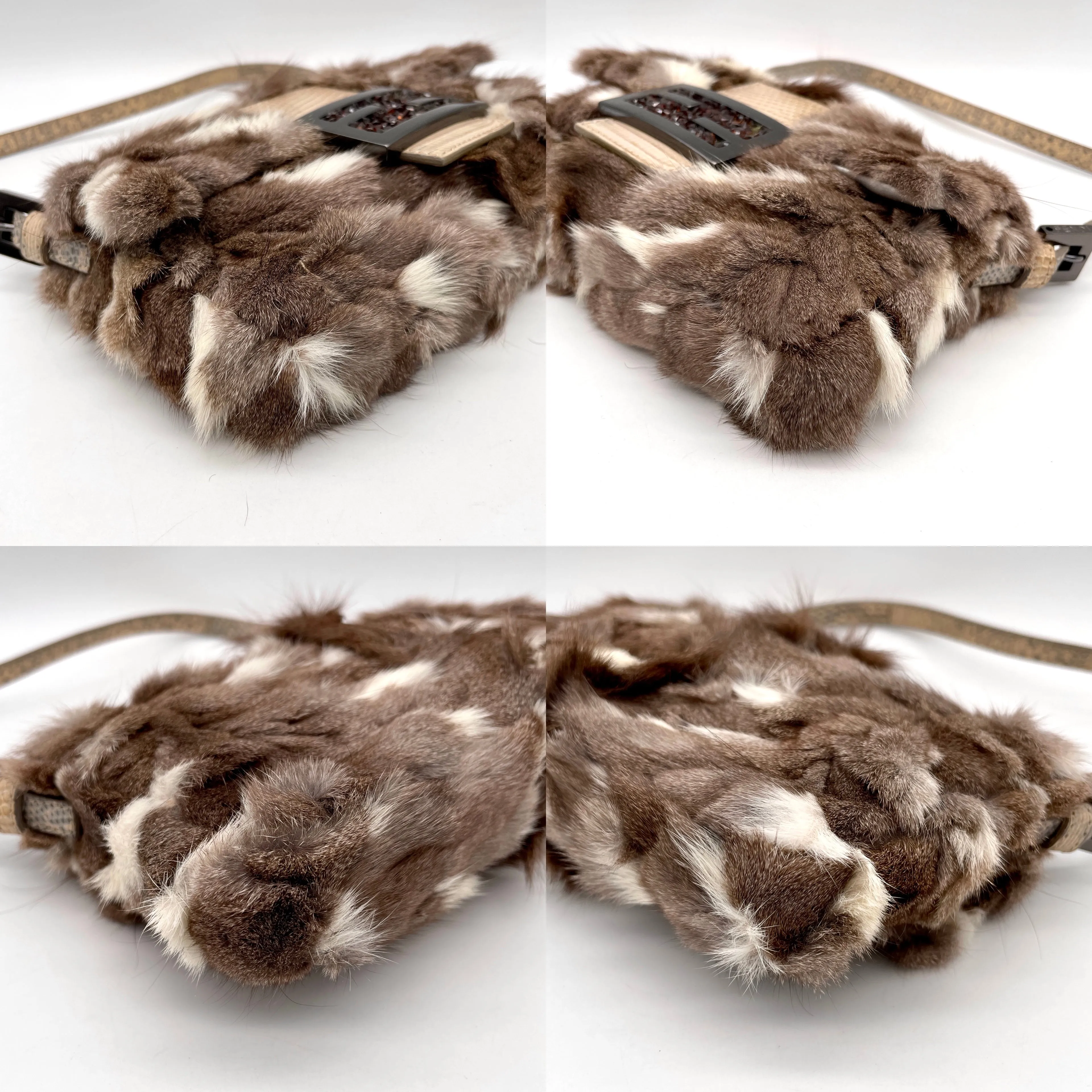 Fendi Fur Lizard Skin Leather Mini Mamma Bucket