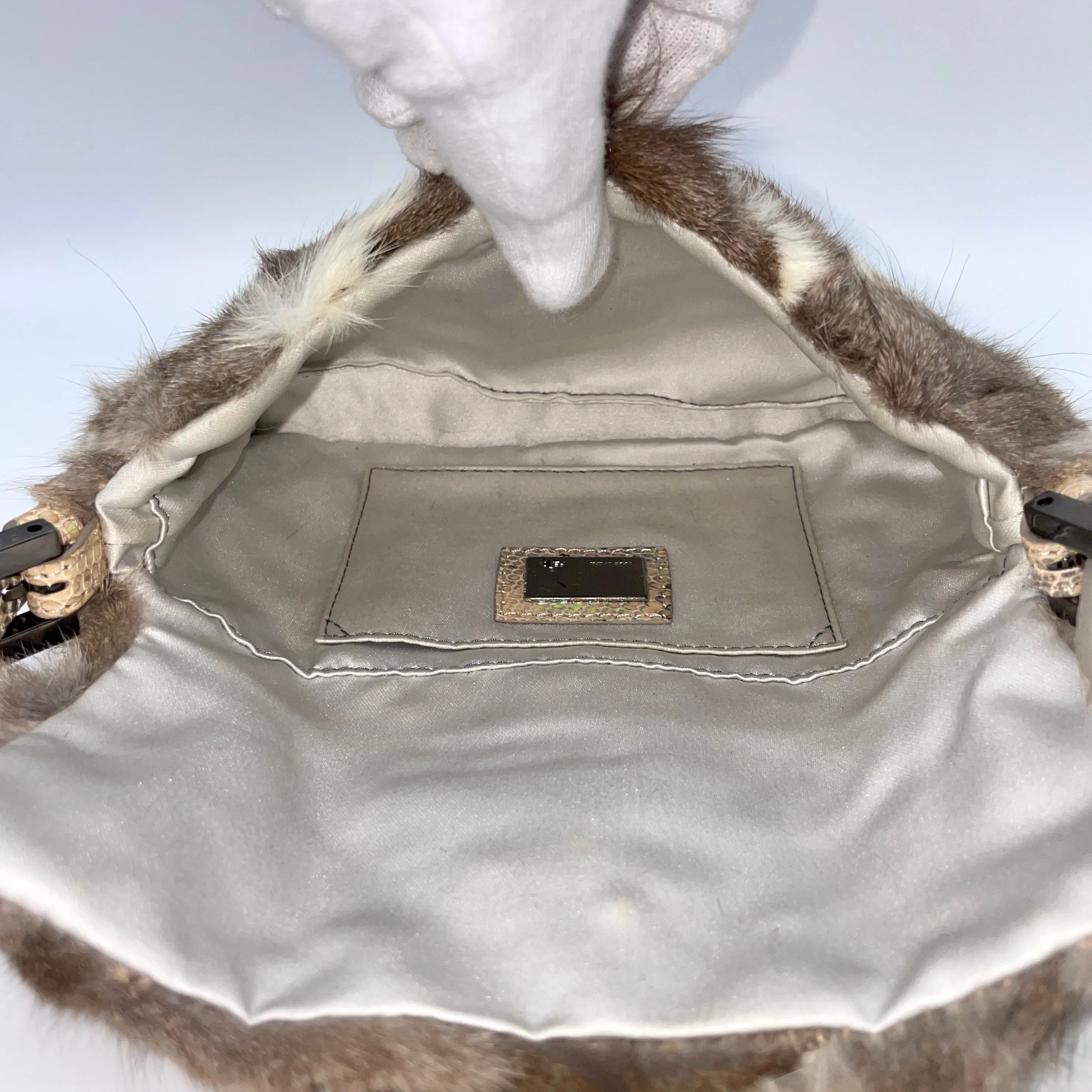 Fendi Fur Lizard Skin Leather Mini Mamma Bucket