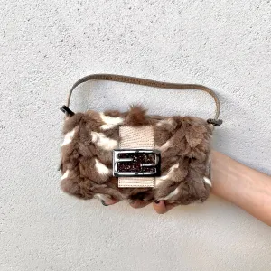 Fendi Fur Lizard Skin Leather Mini Mamma Bucket