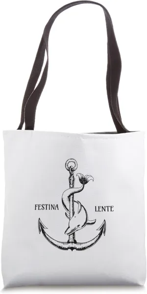 Festina Lente Symbol Anchor Dolphin Make Haste Slowly Tote Bag