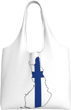 Finnish Flag Map print Women Shoulder Canvas Tote Handbag Work Bag for Women Lady Casual Tote's Handbag
