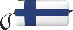 Finnish flag print Travel Cosmetic Bag Gifts for Women Portable Make Up Bags for Women Mother Sister