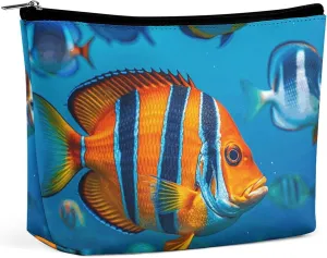 Fishes Travel Makeup Bag Large Toiletry Bag for Women Waterproof Cosmetic Bags for Purse Portable Makeup Organizer Bags Cute Zipper Pouch Cosmetic Pouch Funny Travel Makeupbag