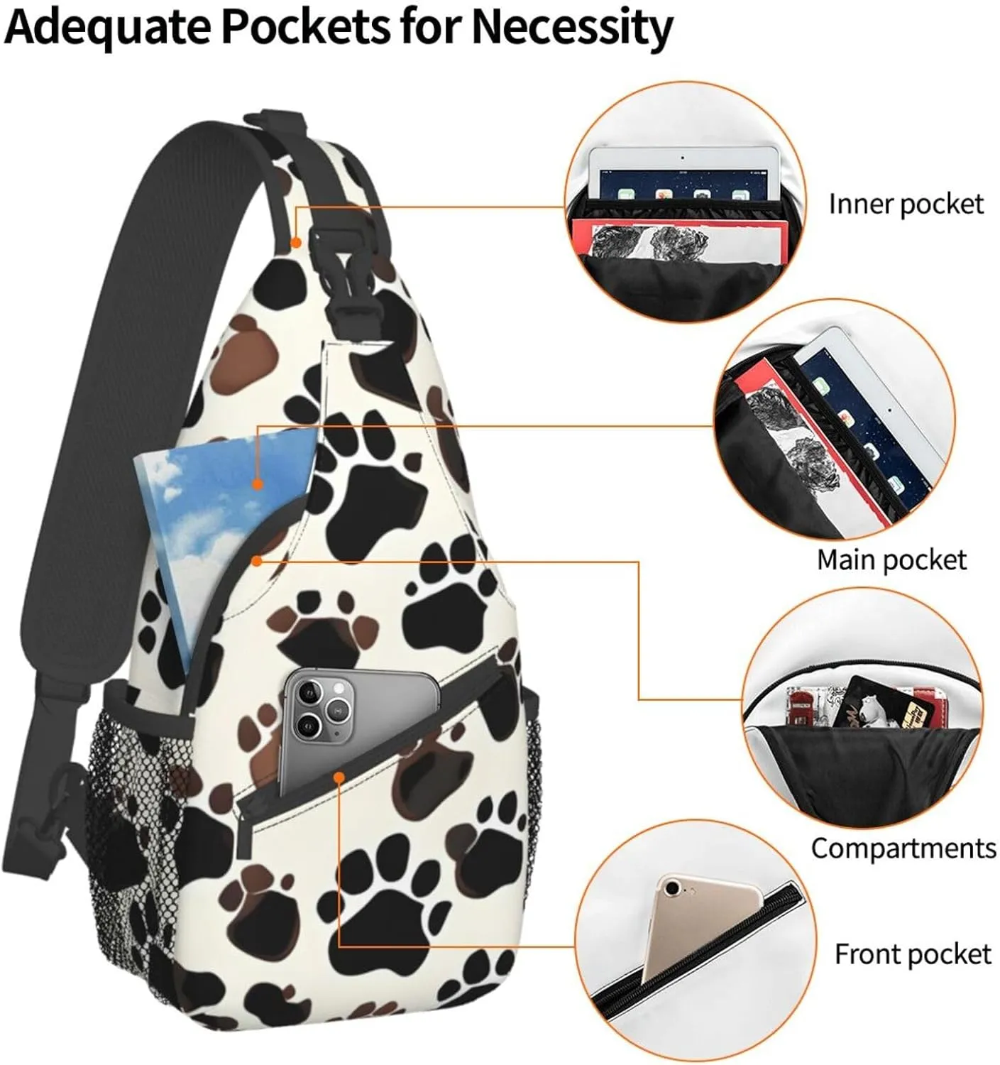 Fishing Lure Style Print Crossbody Sling Backpack For Women Men,Sling Bag Travel Hiking Chest Bag Daypack