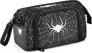 Fisyme Spider Web Halloween Pencil Case Large Capacity Pencil Pouch Pen Bags Box Big Makeup Pencil Case Organizer