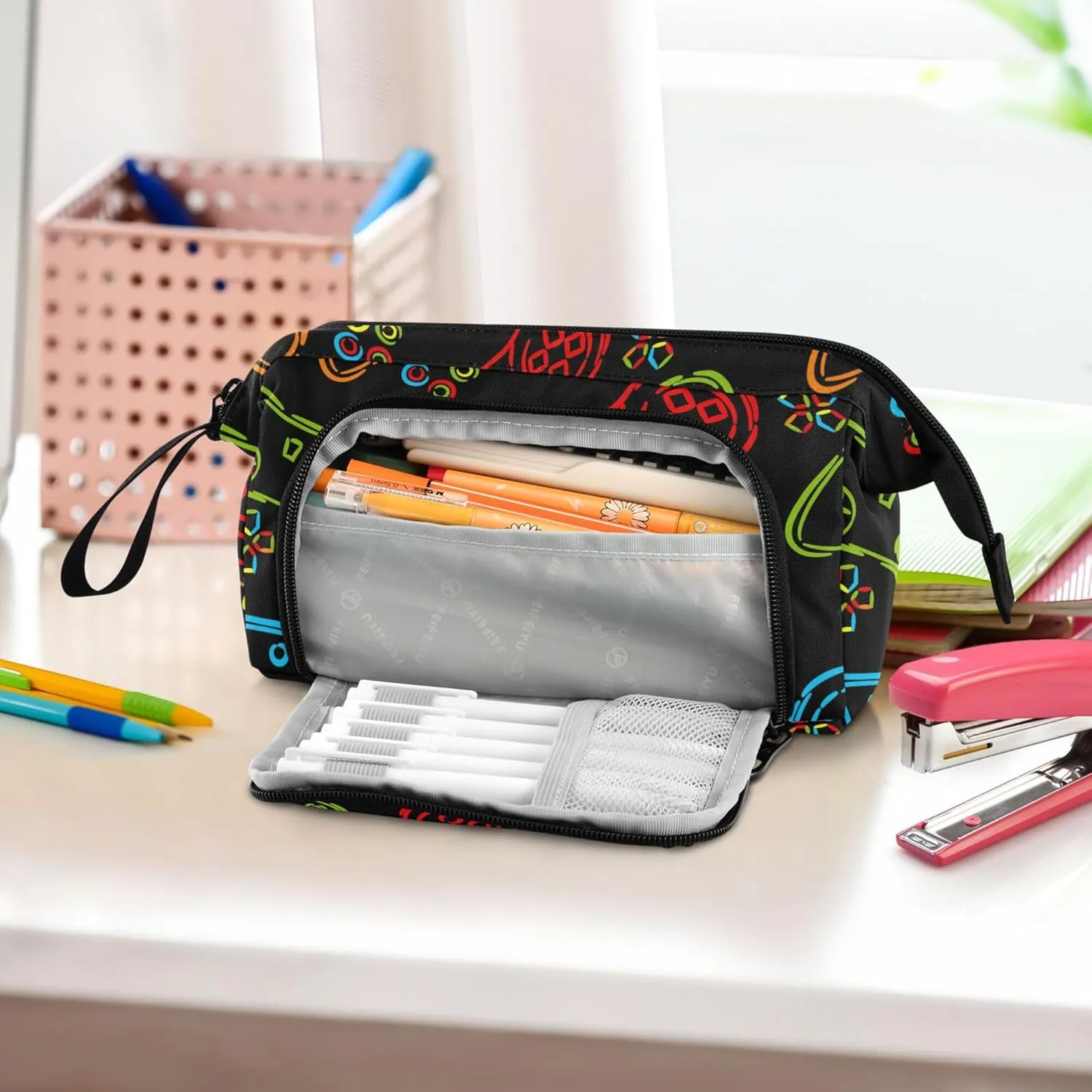 Fisyme Video Game Pencil Case Large Capacity Pencil Pouch Pen Box Bag Big Makeup Pencil Case Organizer