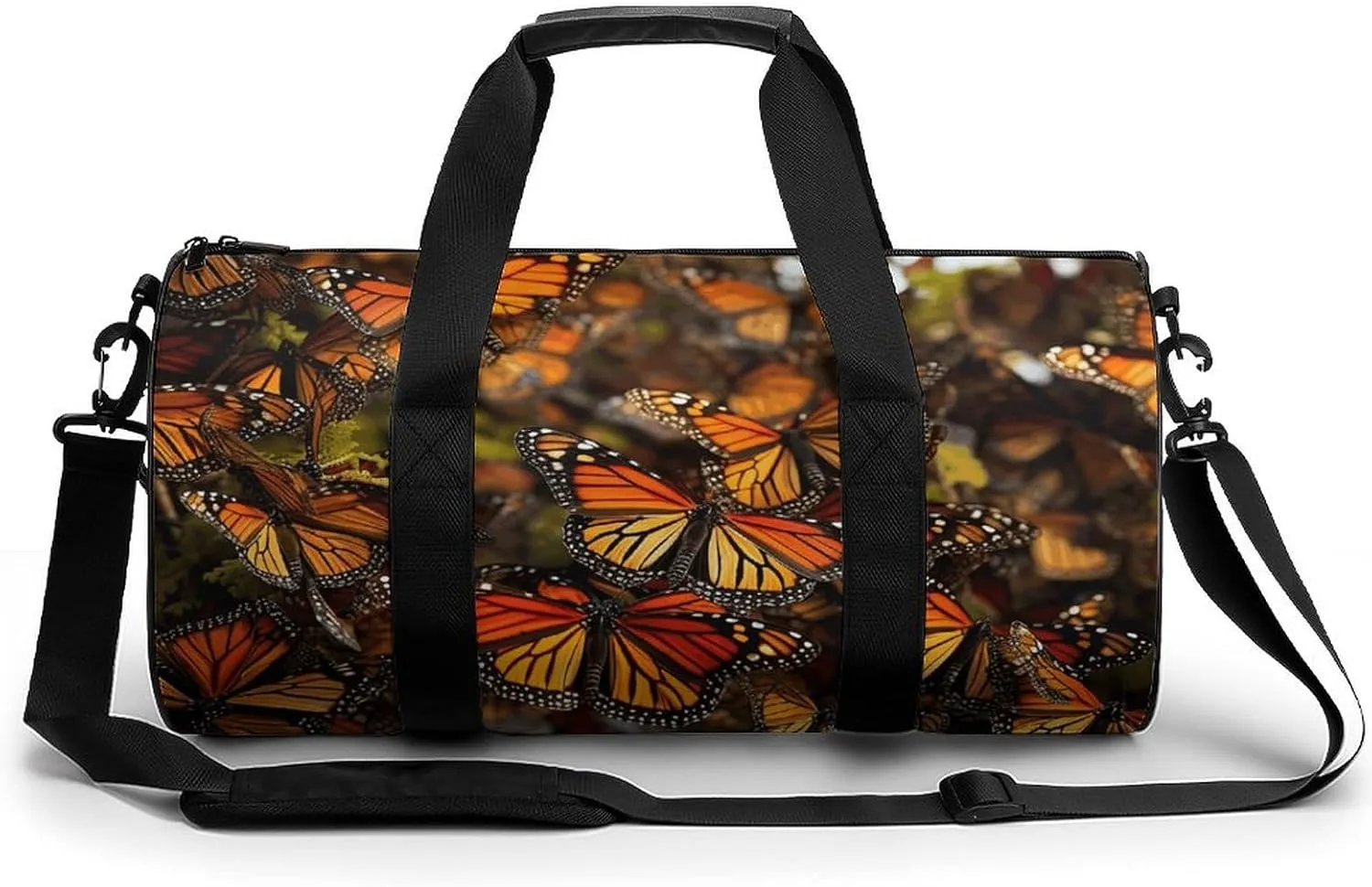 Fitness Bag, Monarch Butterflies Print Reusable Gym Bag Sports Travel Fitness Bag Essentials Gym Bag with Shoe Compartment