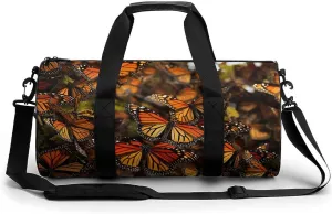 Fitness Bag, Monarch Butterflies Print Reusable Gym Bag Sports Travel Fitness Bag Essentials Gym Bag with Shoe Compartment