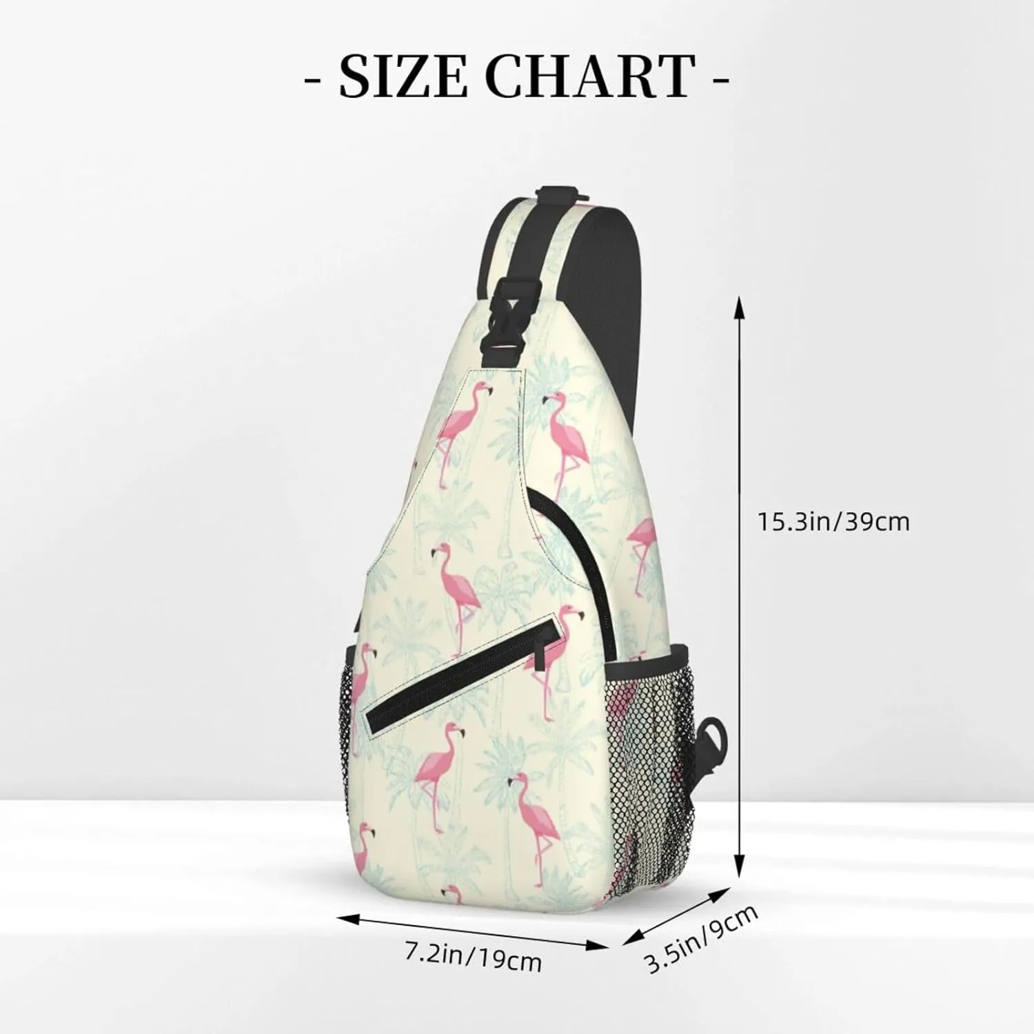 Flamingo Palm Tree Chest Sling Bag Crossbody Shoulder Backpack Bag Gym Cycling Daypack Travel Hiking Cross Bag