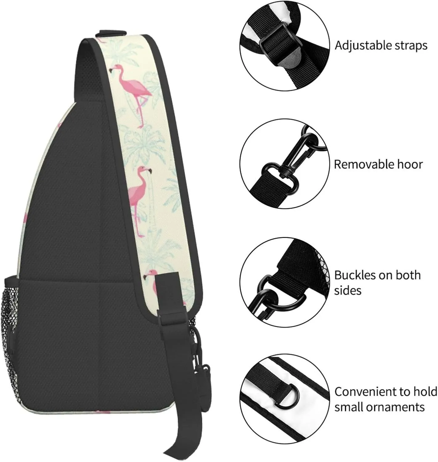 Flamingo Palm Tree Chest Sling Bag Crossbody Shoulder Backpack Bag Gym Cycling Daypack Travel Hiking Cross Bag