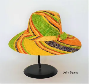 Flat Brim Raffia Sunhat in Jelly Beans Madagascan