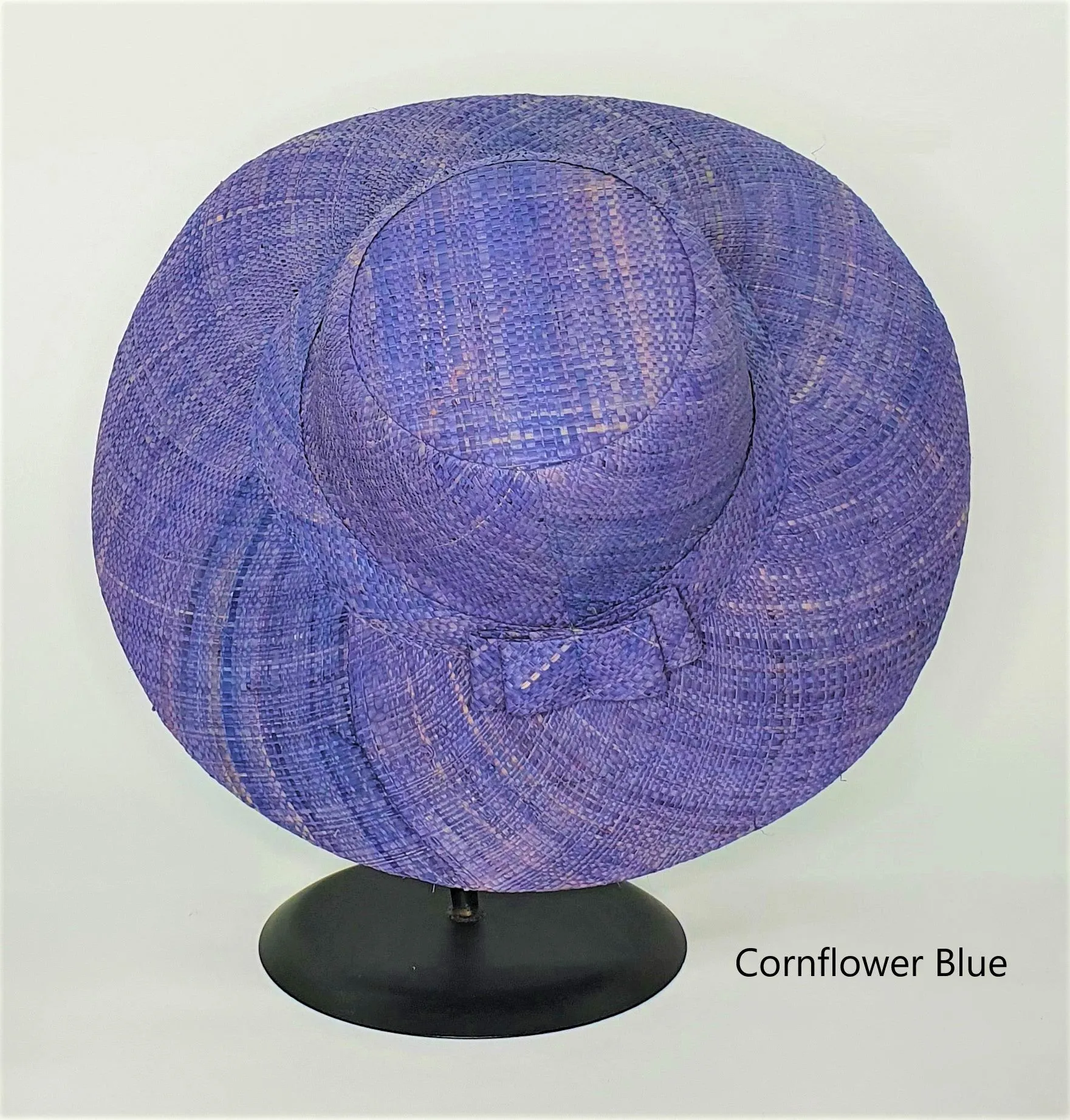 Flat Brim Raffia Sunhat in Light Cornflower Madagascan