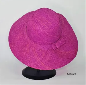 Flat Brim Raffia Sunhat in Mauve Madagascan