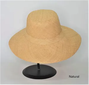 Flat Brim Raffia Sunhat in Natural Madagascan