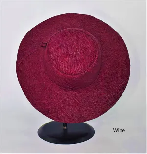 Flat Brim Raffia Sunhat in Wine Madagascan
