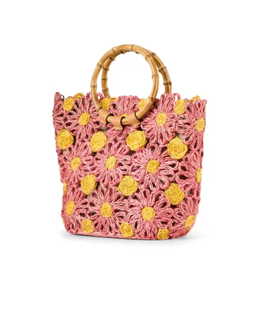Flora Pink and Yellow Woven Bag