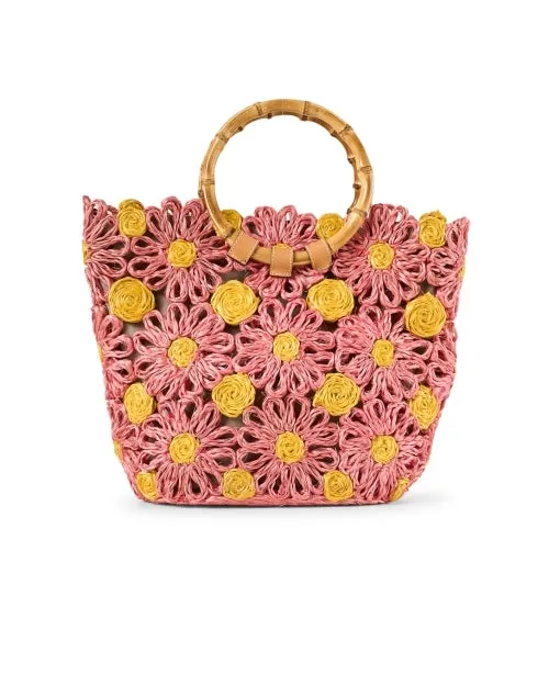 Flora Pink and Yellow Woven Bag