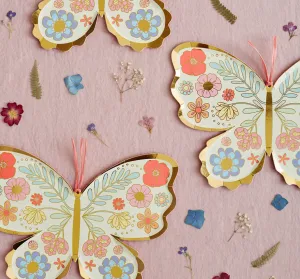 Floral Butterfly Plates, Pack of 8