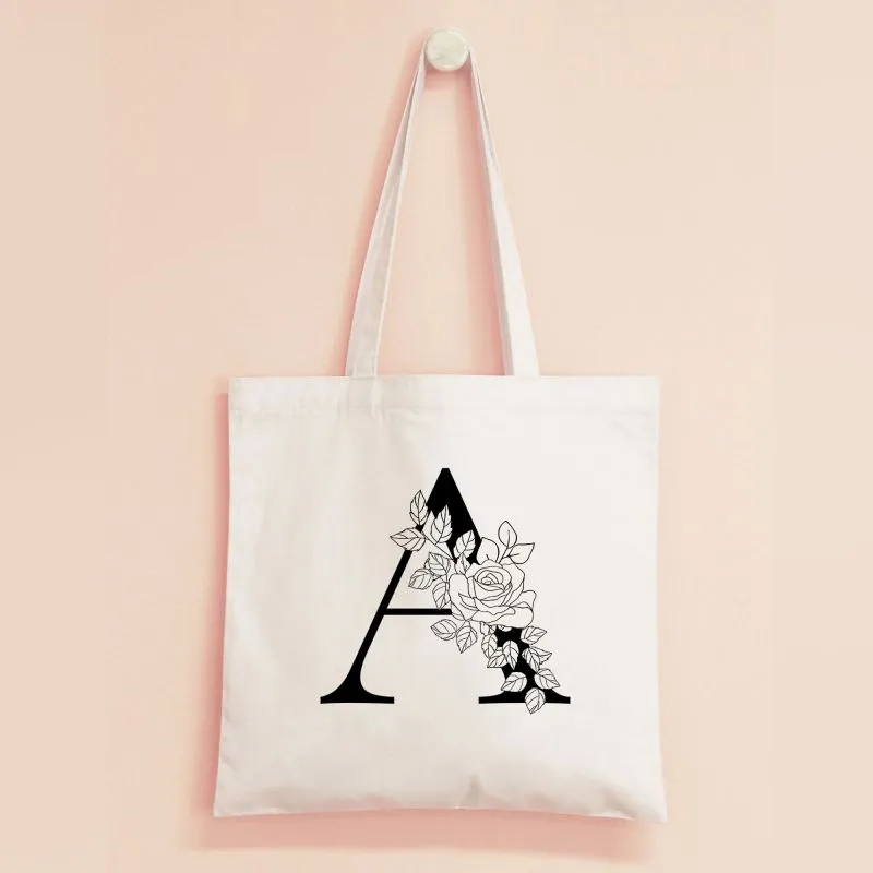 Floral Monogram Tote Bag