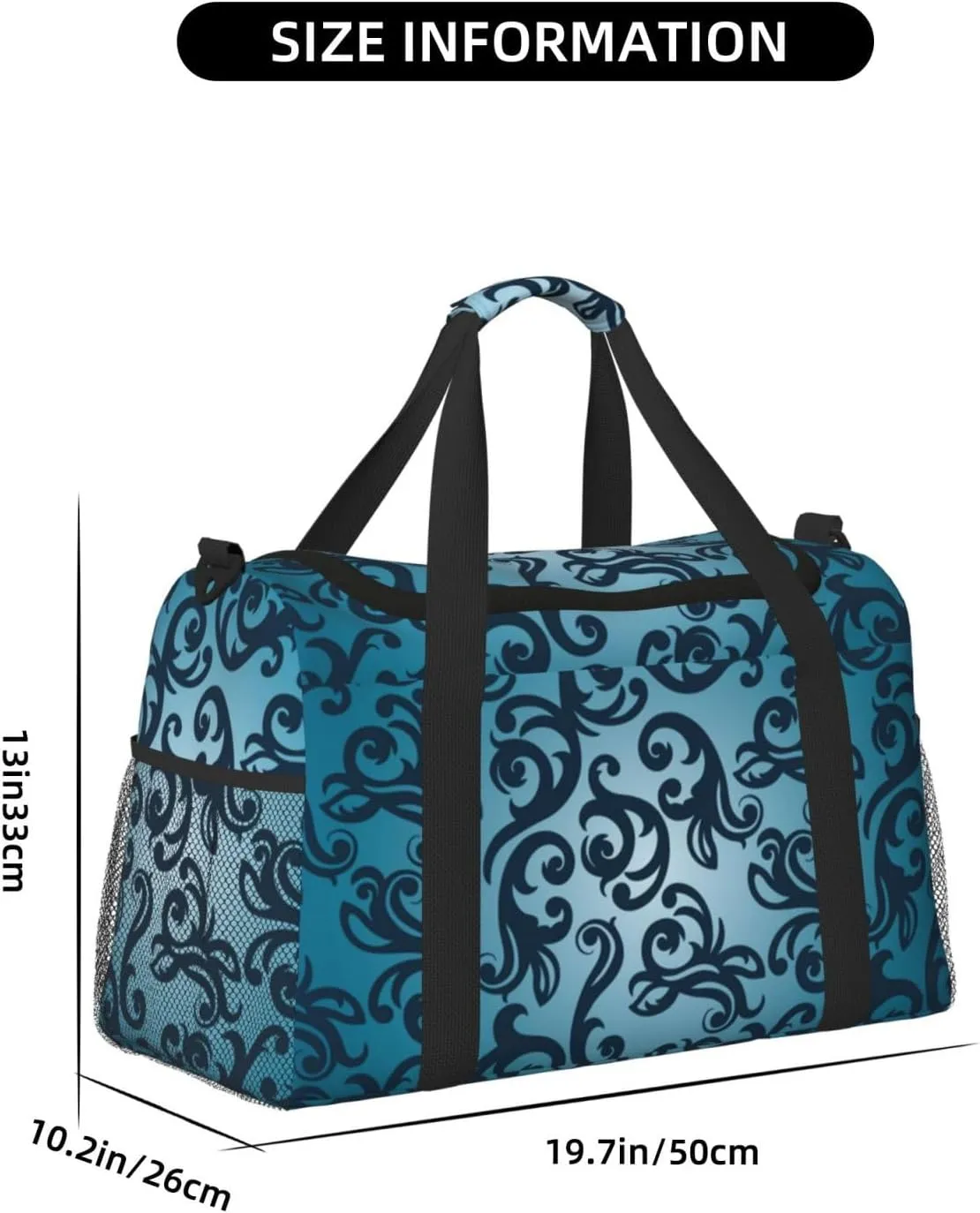 Floral Pattern With Floral Background Travel Duffel Bag Large Foldable Waterproof Overnight Bag For Beach Swim Bags Pool Sports Gym