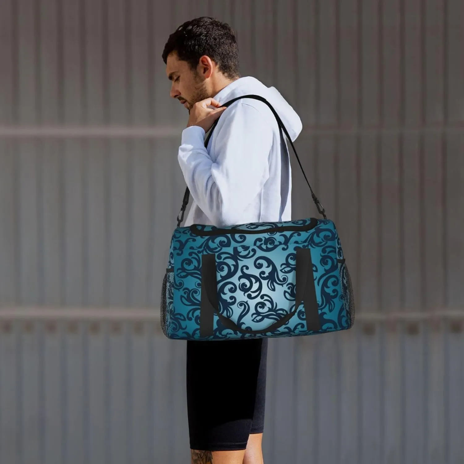 Floral Pattern With Floral Background Travel Duffel Bag Large Foldable Waterproof Overnight Bag For Beach Swim Bags Pool Sports Gym