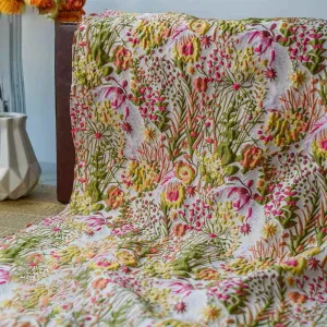 Floral Retro Brocade Fabric By the Yard|Botanical Upholstery Fabric for Chair Curtain|Jacquare Embroidered Fabric
