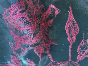 Floral Rose & Teal Blue Lame Polyester Brocade Jacquard (Made in Italy)