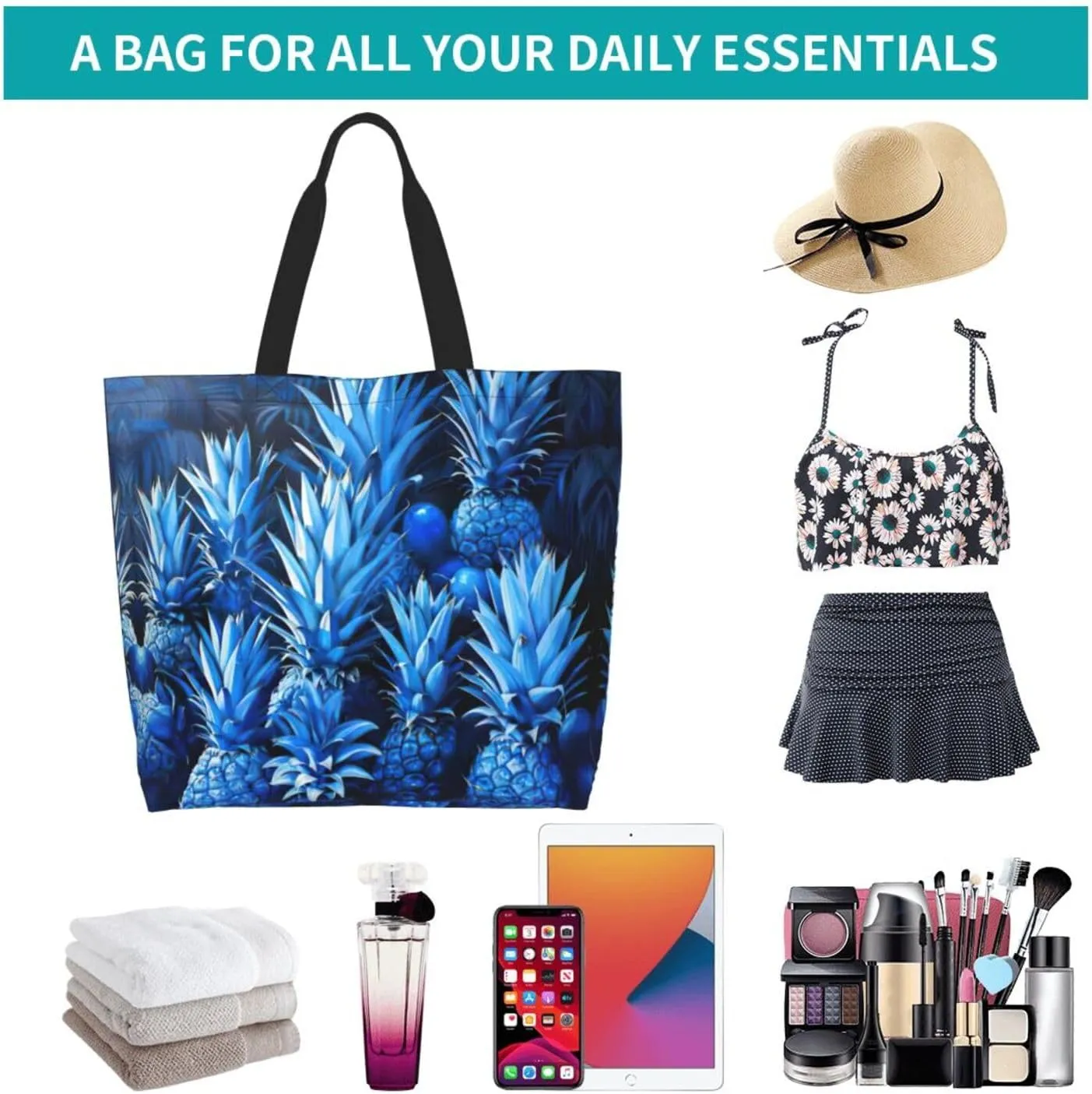 Flower Print Shoulder Bag For Women Shopping Bags Tote Bag Large Storage Handbag Grocery Bags For Travel Work