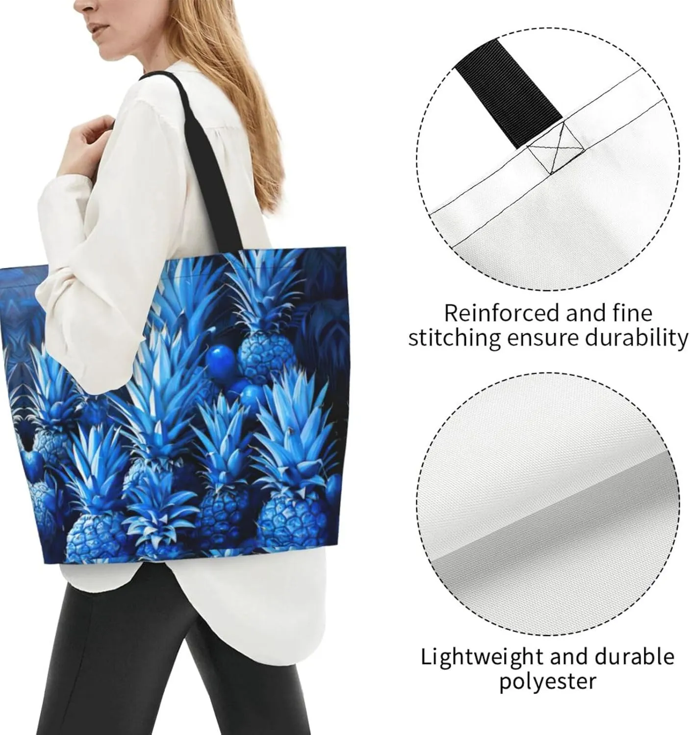 Flower Print Shoulder Bag For Women Shopping Bags Tote Bag Large Storage Handbag Grocery Bags For Travel Work