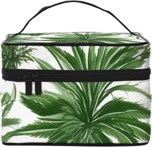Flowering Herbs and Herbaceous Plants Print Portable Travel Makeup Case Versatile Zipper for Makeup Bag Large Capacity Polyeste