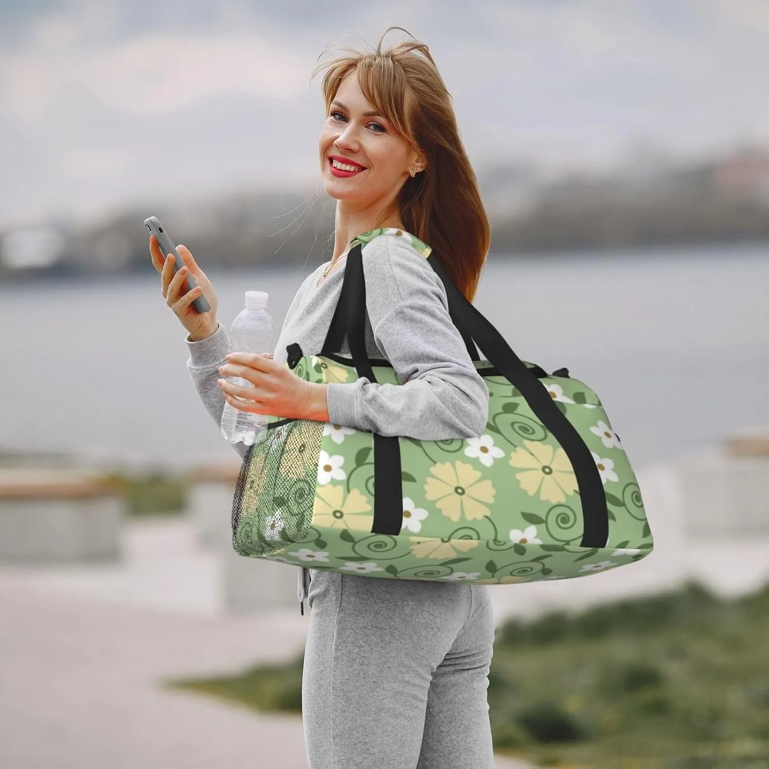 Flowers Cute Fashion Pattern Travel Duffel Bag Large Foldable Waterproof Overnight Bag For Beach Swim Bags Pool Sports Gym