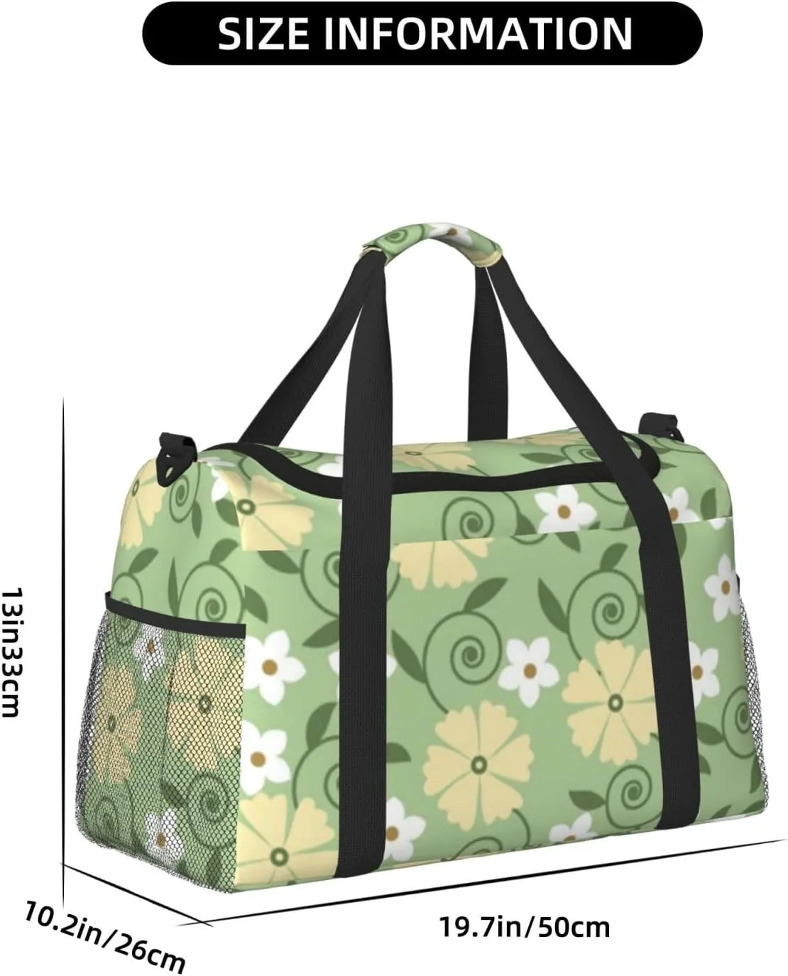 Flowers Cute Fashion Pattern Travel Duffel Bag Large Foldable Waterproof Overnight Bag For Beach Swim Bags Pool Sports Gym