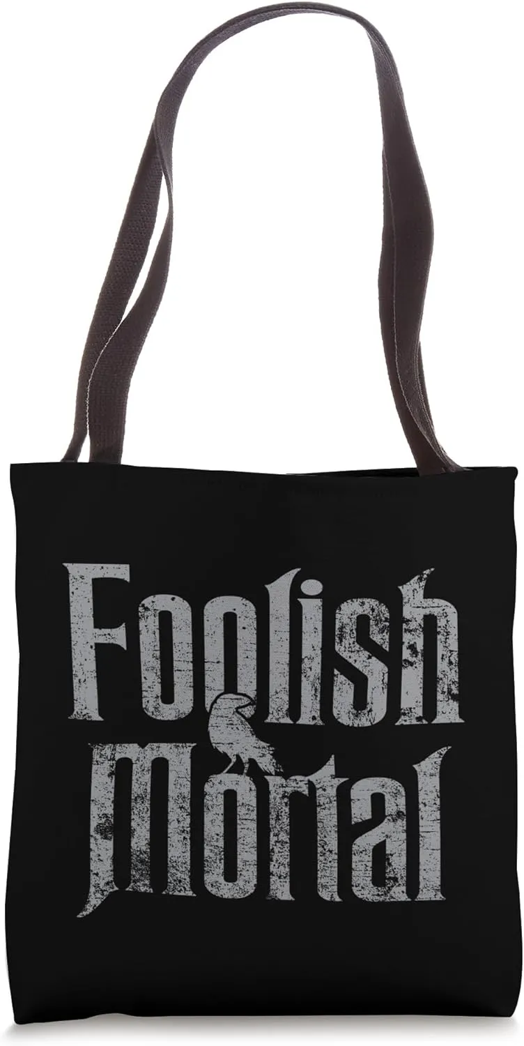 Foolish Mortal Raven Grey Print Tote Bag