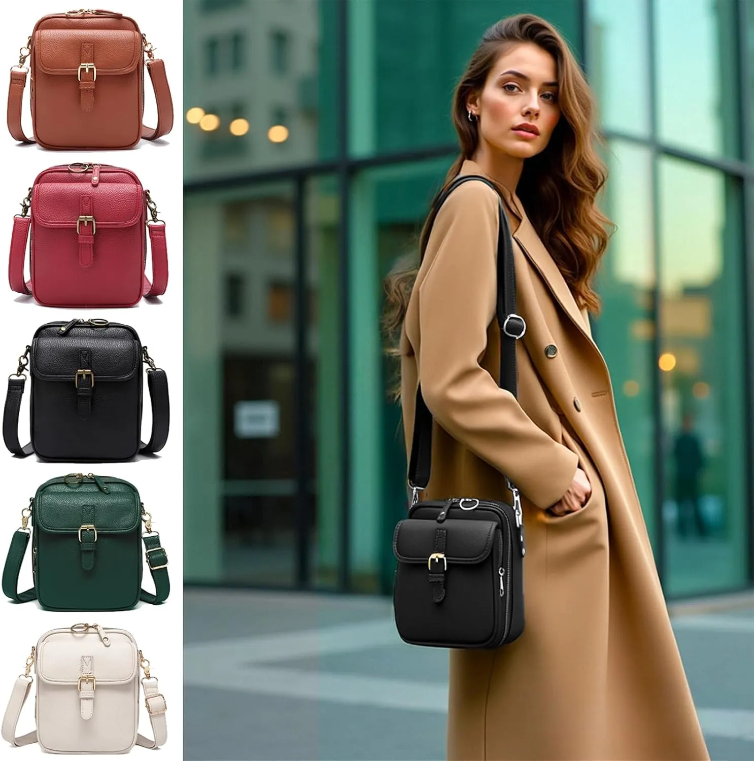Forcipower Crossbody Leather Bag, Urvashi Crossbody Leather Bag, Mini Shoulder Bags, Purse Anti Theft Women Wallet