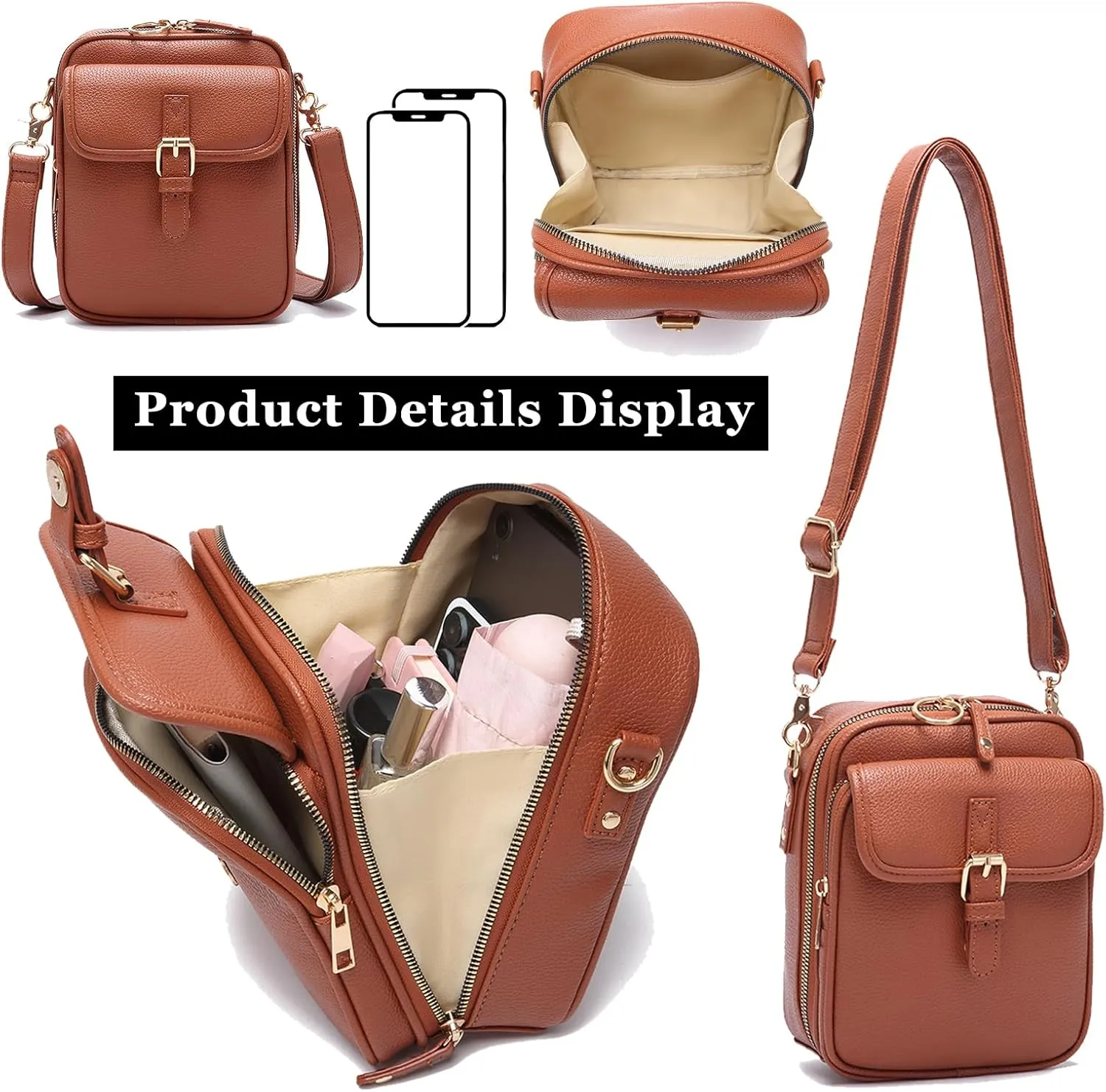 Forcipower Crossbody Leather Bag, Urvashi Crossbody Leather Bag, Mini Shoulder Bags, Purse Anti Theft Women Wallet