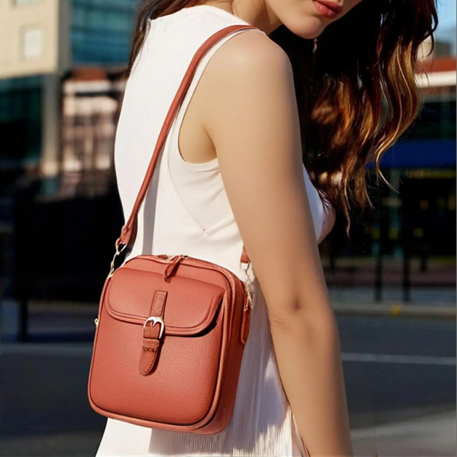 Forcipower Crossbody Leather Bag, Urvashi Crossbody Leather Bag, Mini Shoulder Bags, Purse Anti Theft Women Wallet