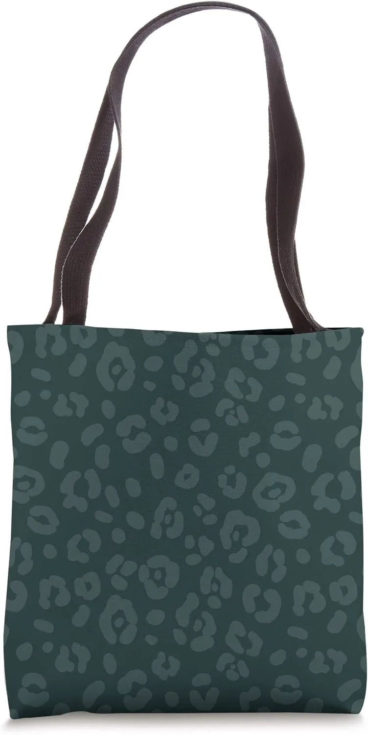 Forest Green - Chic Elegant Leopard Animal Print Pattern Tote Bag