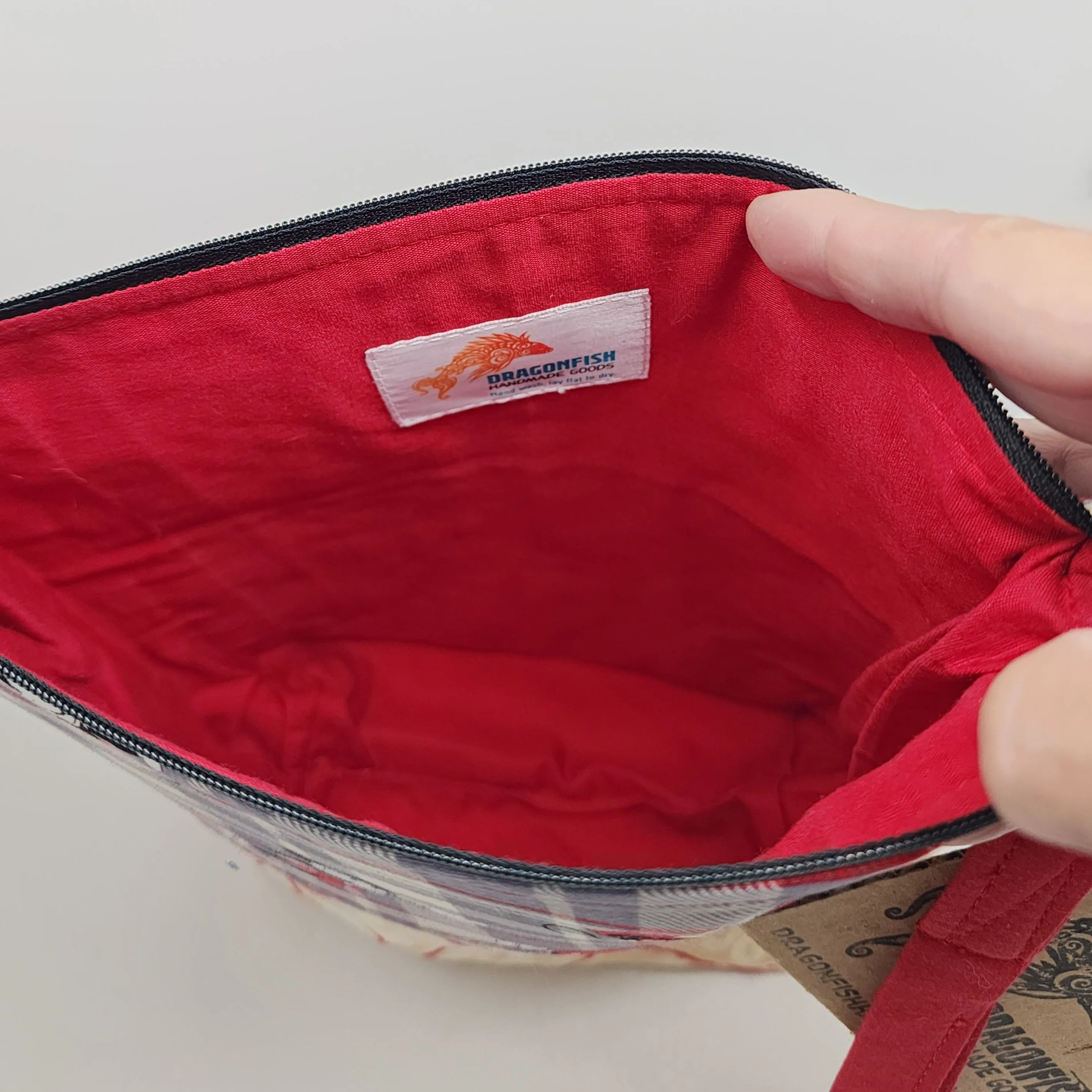 Freehand Machine Embroidered Brocade Gold Tablecloth   Plaid Mouse Fabric 10x11 Upcycled Project Bag